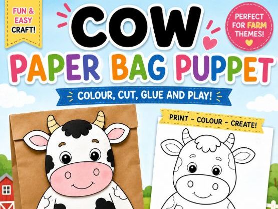 Cow Paper Bag Puppet