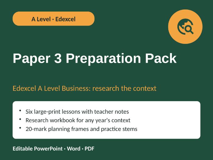 Edexcel A Level Business Paper 3 Preparation: Researching the Pre-Released Context | Any Year