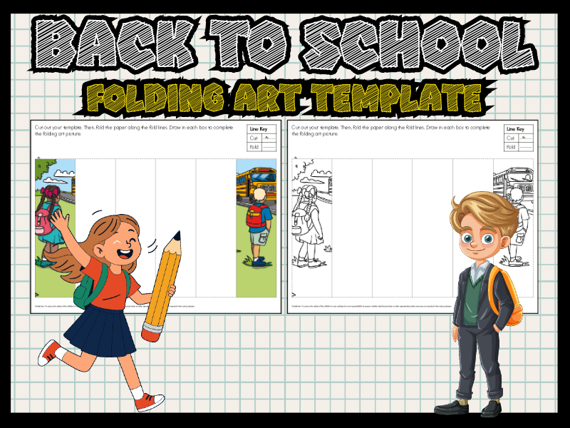 Back to School Folding Art Activity | Interactive Drawing Template