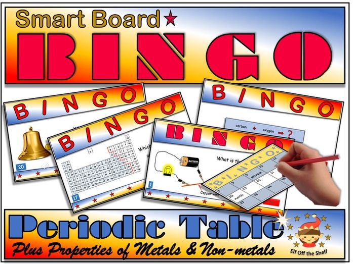 Periodic Table of Elements and Metals and Non-Metals Smart Board Bingo Game KS3