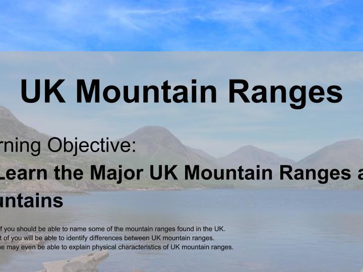 UK Mountain Ranges Teaching Resources