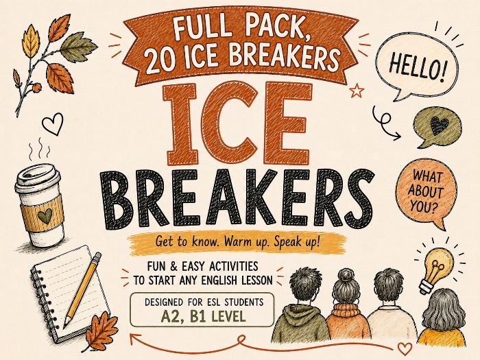 20 Icebreakers for Adult ESL | A2–B1 Speaking Activities