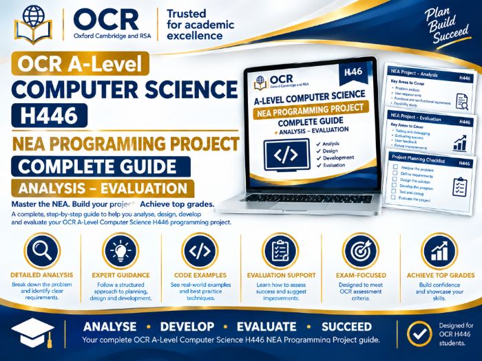 OCR A-Level Computer Science H446 NEA Programming Project COMPLETE Guide | Analysis-Evaluation