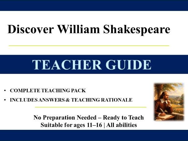 Discover Shakespeare – Teacher Guide | Complete Teaching Pack with Answers | Ages 11–14 | KS3