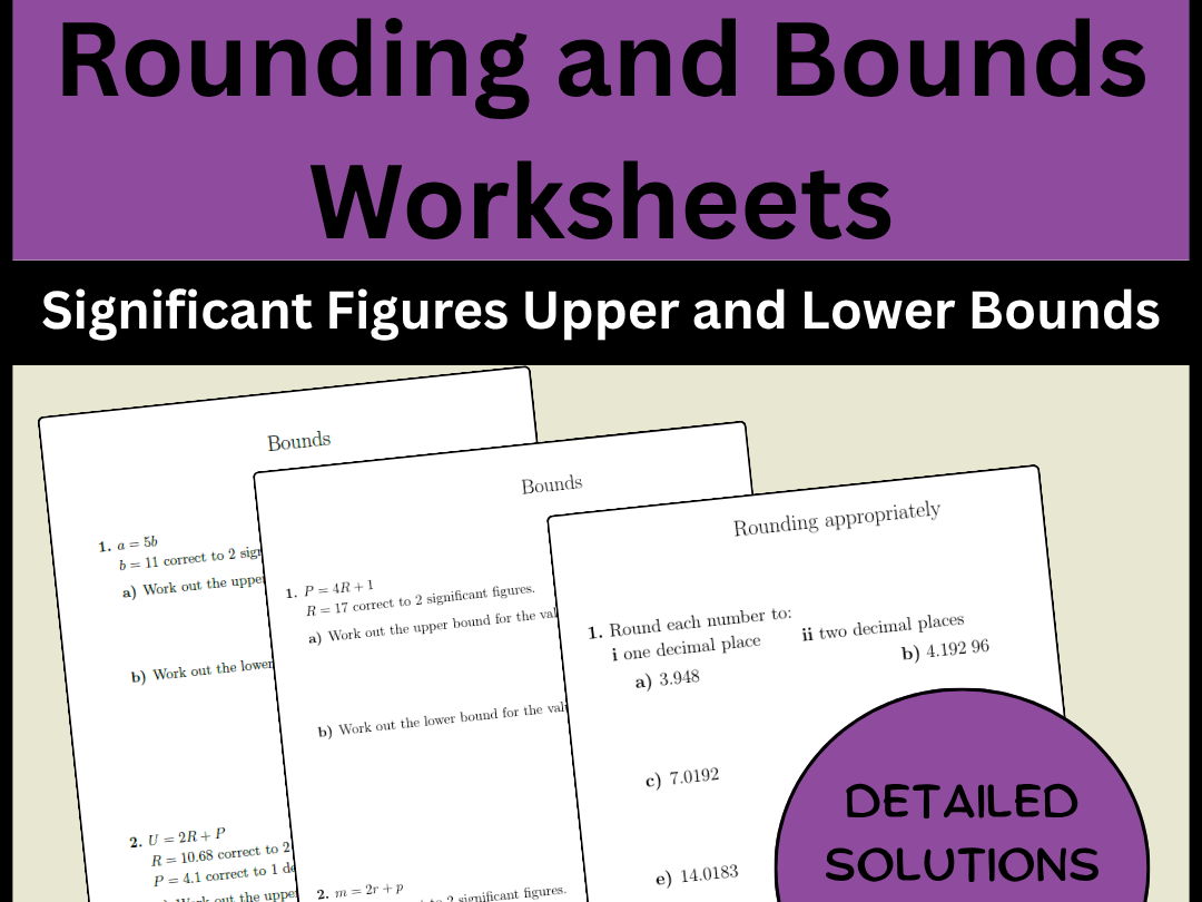 Rounding and Bounds Worksheets Significant Figures Upper and Lower Bounds