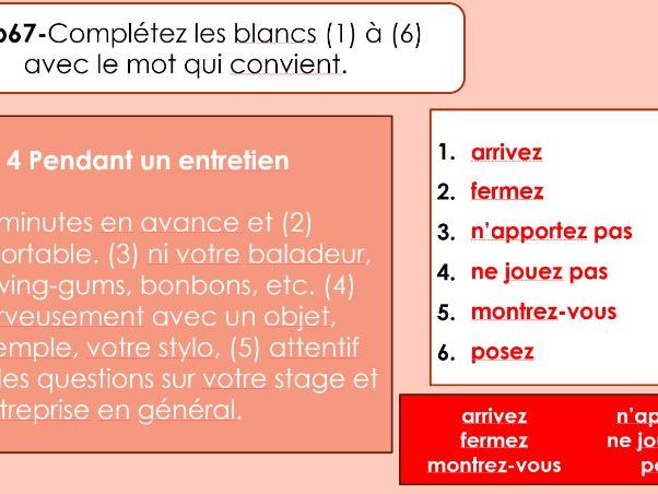 IB French Ab Initio PPT -Organisation sociale - le travail - Les stages