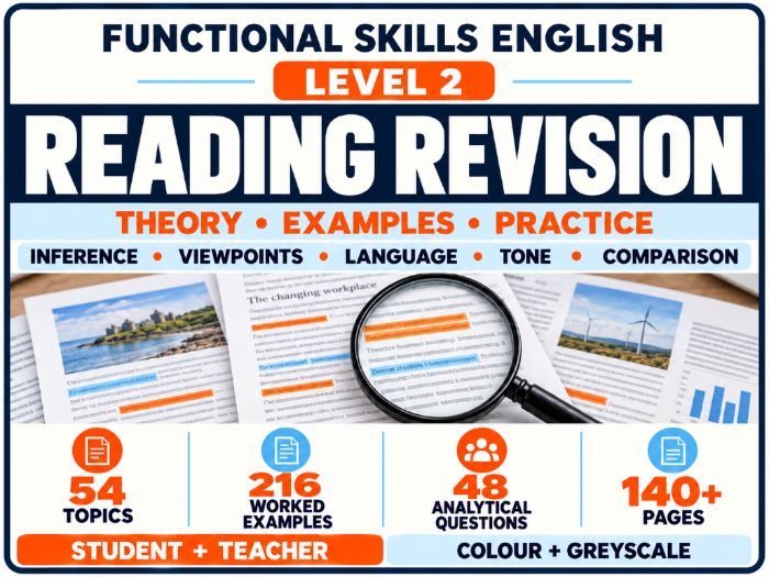 Functional Skills English Level 2 Reading Revision: Theory, Examples & Practice