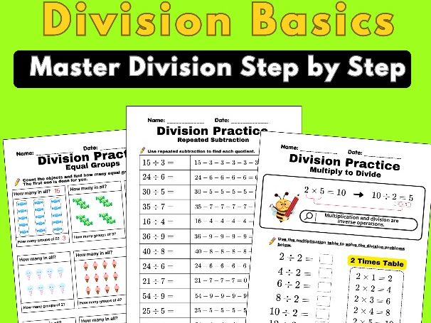 Division Basics Worksheets | Year 3-4 Maths, KS2