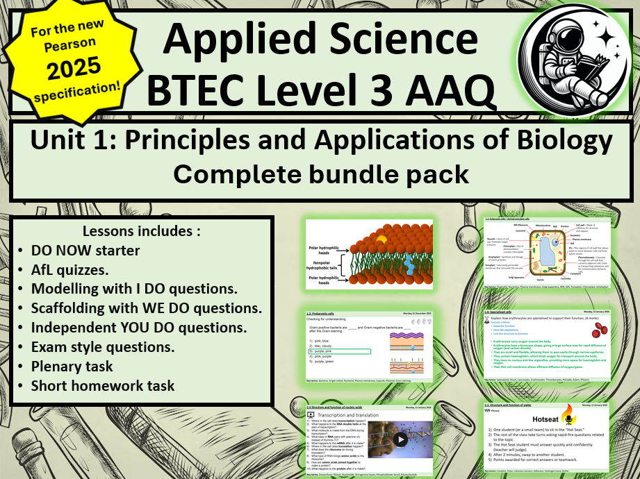 BTEC Applied Science Level 3 (AAQ): Biology unit 1 bundle pack