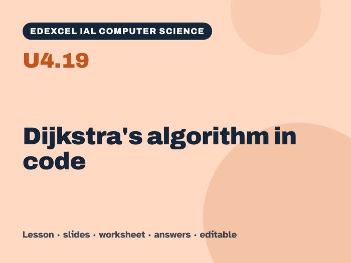 Edexcel IAL Computer Science – U4.19 Dijkstra's algorithm in code – Lesson & Worksheet