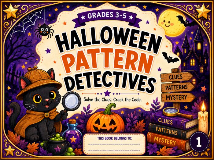 Halloween Math Pattern Worksheets | Number & Visual Patterns Activities | Grades 3–5