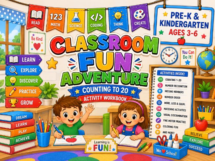 Classroom Counting to 20 Worksheets | Number Recognition & Number Sense Math Activities | PreK-K