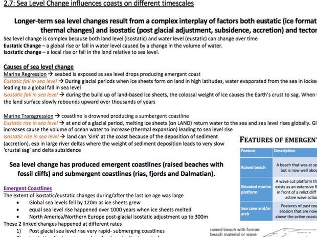 Coastal Revision- Geography Edexcel A Level (2016)