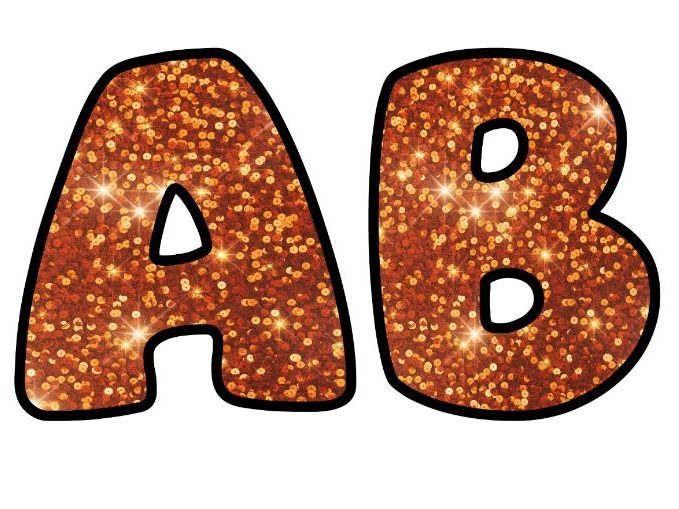 Shiny Glitter Art Orange Classroom Display | Lettering Set | Whole Alphabet A-Z and 0-9
