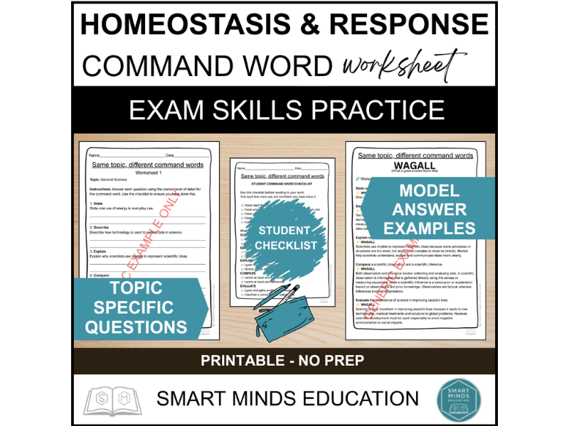 HOMEOSTASIS & RESPONSE | BIOLOGY REVISION WORKSHEET | SCIENCE EXAM PRACTICE | COMMAND WORDS