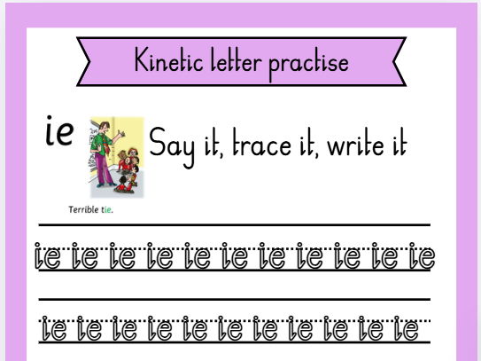 Kinetic letter RWI handwriting sheets (Set 3 additional)
