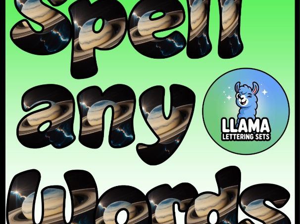 Planet Saturn AI 3D Art Classroom Display | Lettering Set | Upper & Lowercase, 0-9 and Signs