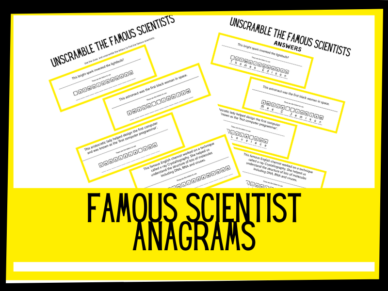 Famous scientist anagrams. KS2 worksheet | Teaching Resources