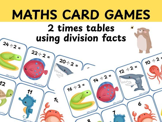 Two times table division card game