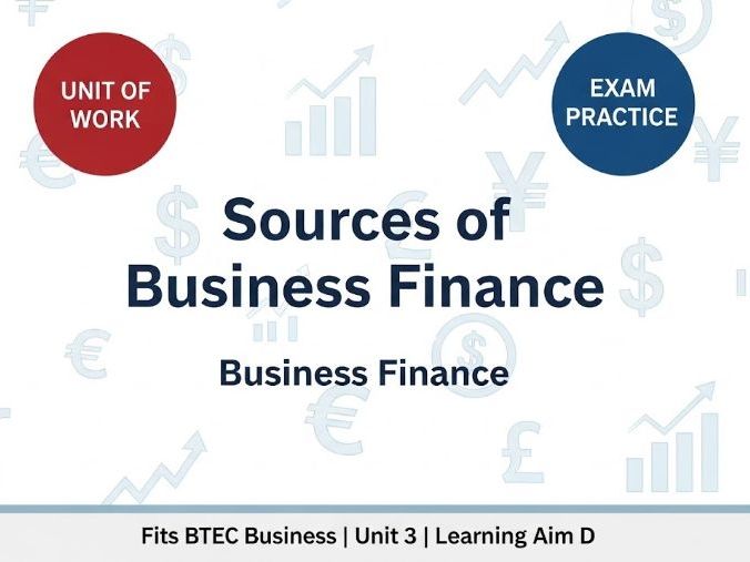 Business Finance Sources Comprehensive Revision Bundle | Master Learning Aim D Fits BTEC Unit 3