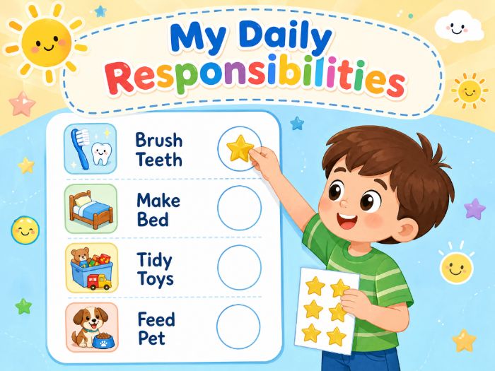 Daily Responsibilities Chart for Kids | Printable Chore & Routine Tracker for K-2