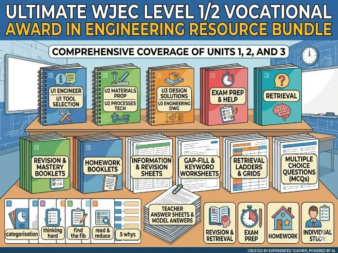 WJEC Level 1/2 Vocational Award in Engineering Ultimate Resource Bundle (Units 1, 2 & 3)