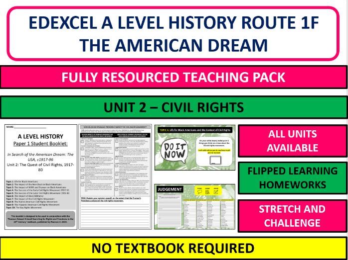A-Level History Edexcel Route F: American Dream EQ2 Teaching Pack – Civil Rights and Race Relations