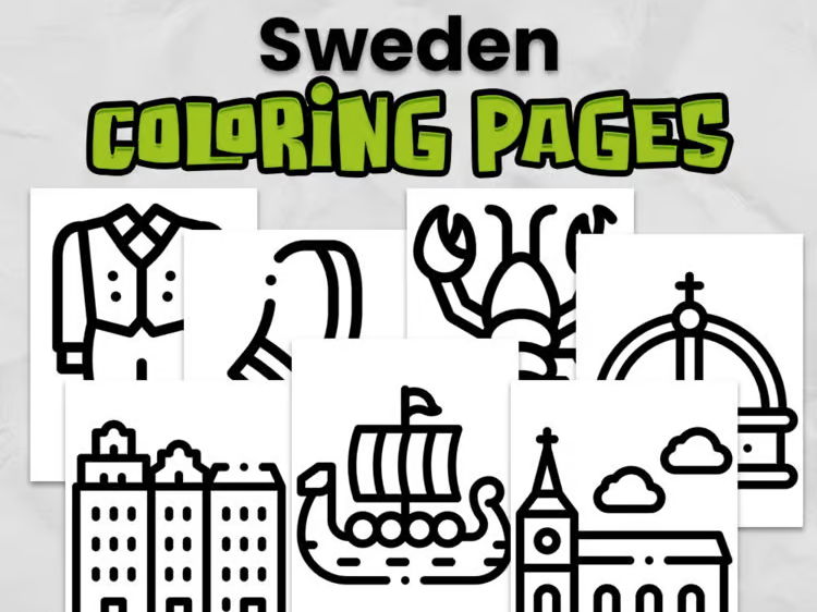 Sweden Colouring Pages | Sweden Country Study | Geography Activity for KS1 & KS2