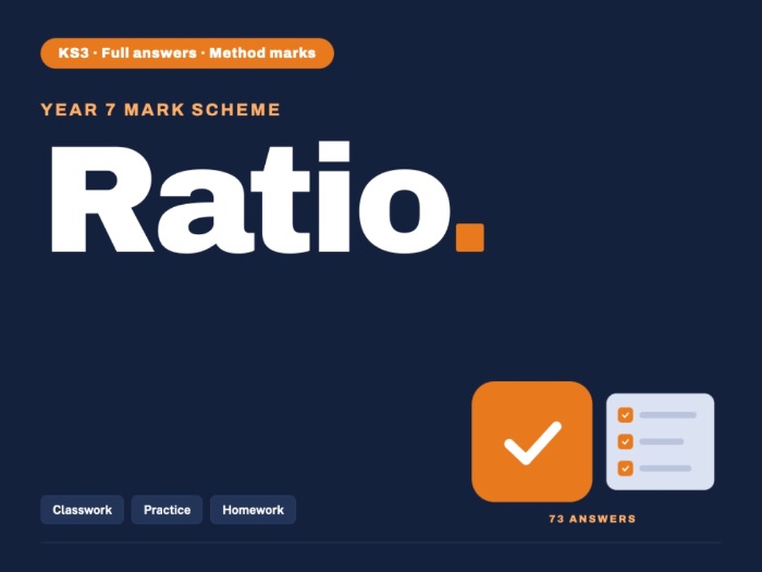 Year 7 Maths | Ratio | Mark Scheme