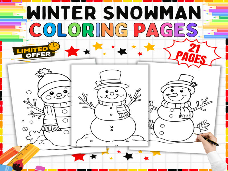 Winter Snowman Colouring Pages | 21 Snowy Activities - Frosty Friends & Cold Weather Fun