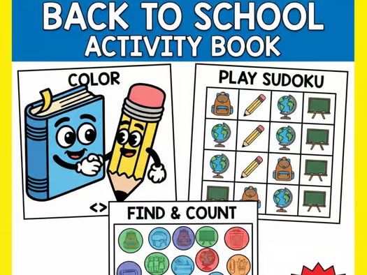 Back to School Activity Book | Coloring, I Spy, Sudoku | No Prep Printables