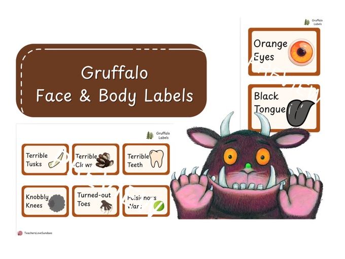 Gruffalo Face & Body Labels