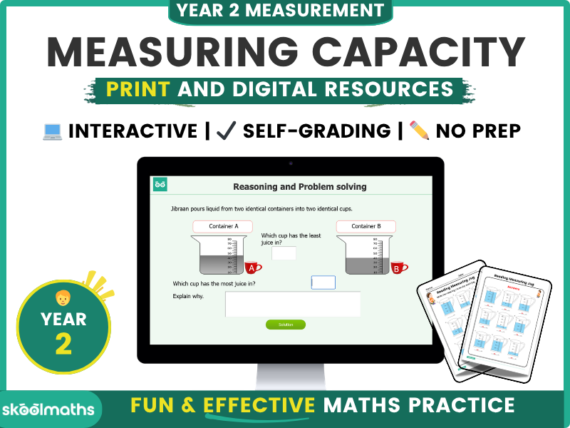 Measuring Capacity (litres/ml) - Year 2 Digital Maths Lesson + Free Printable Worksheets