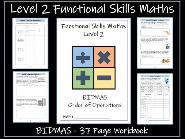 Functional Skills Maths - Level 2 - BIDMAS - Order of Operations Workbook