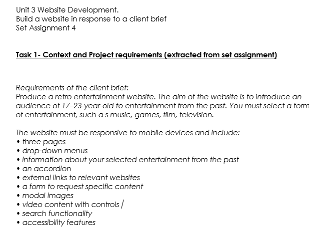AAQ Btec IT Unit 3 Website Development full coursework example