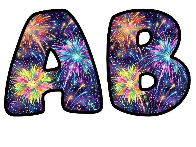 Fireworks Night Sky Bubble Letters | Seasonal Bulletin Board Letters | Classroom Display Pack