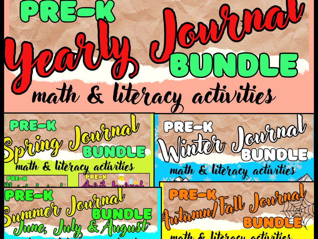 Yearly Pre-K Journal Bundle — 12 Monthly No‑Prep Literacy & Math Journals