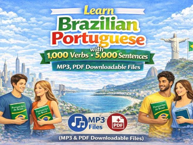Learn Brazilian Portuguese with 1,000 Verbs, Conjugation, 5,000 Sentences(MP3, PDF)