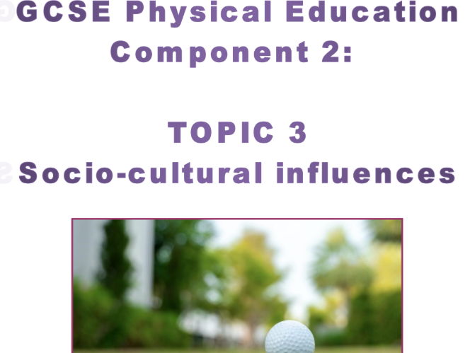 Socio-cultural influences scheme of work (Edexcel GCSE PE)