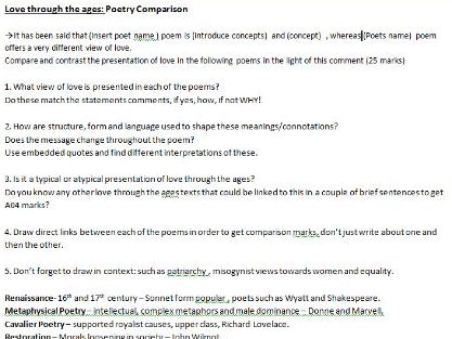 UNSEEN PROSE AND UNSEEN POETRY COMPARISON- AQA