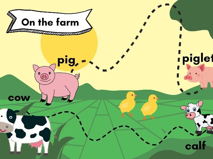 On the farm. Mummy and baby animals