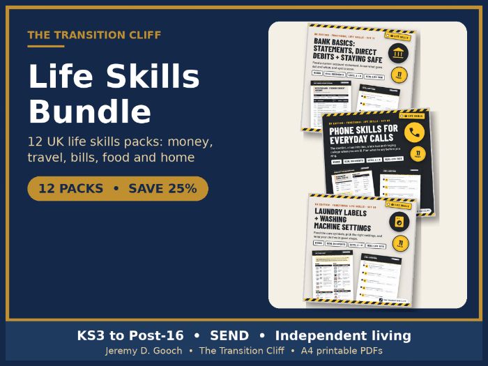 Life Skills Bundle SEND KS4 Post-16 (UK): Money, Travel, Home, Save 25%