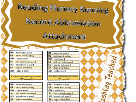 Reading Fluency Running Record Abbreviation Attachment