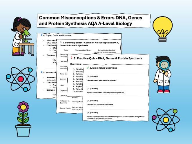 AQA A Level Biology Revision Common Misconceptions & Practice Chapter 8 Protein Synthesis