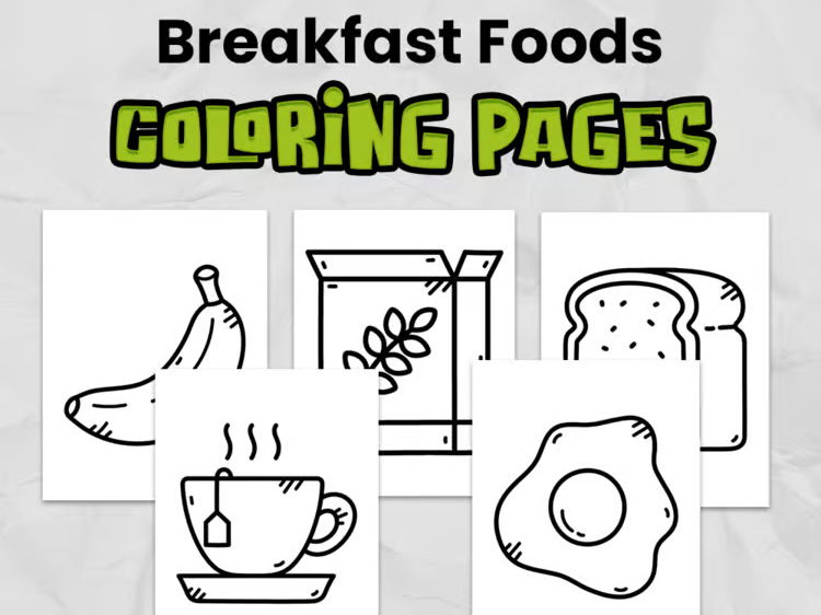 Breakfast foods Coloring Pages | Easy, Print & Go Printable for Kindergarten