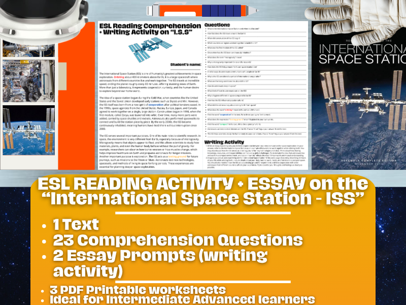 ESL Reading Comprehension + Writing Activity - International Space Station - ISS