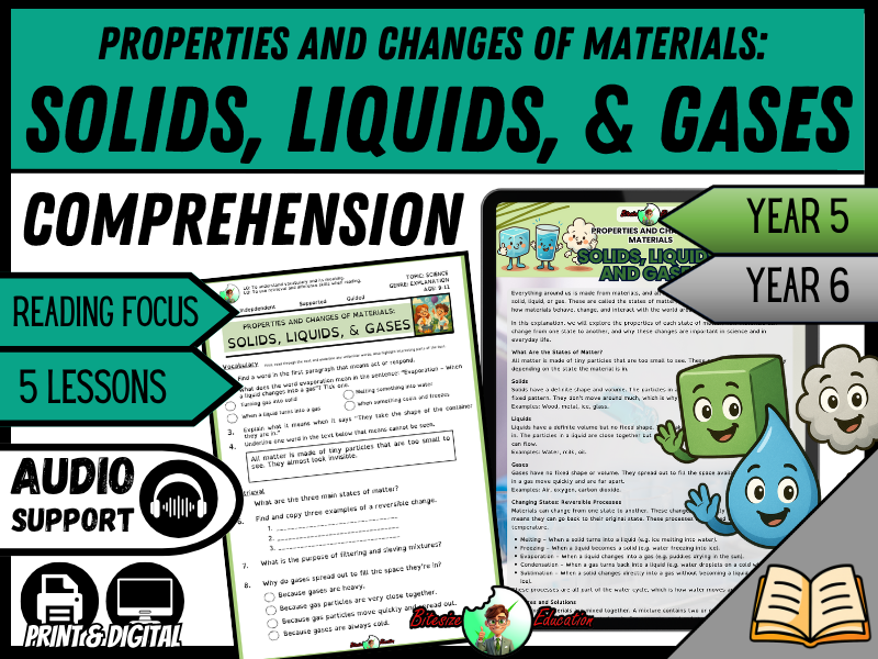 Solids, Liquids & Gases | Reading Comprehension | Year 5/6