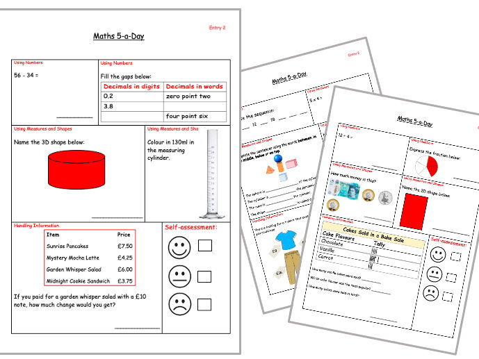 140 Daily Maths 5-a-Day Worksheets - Entry 2 / KS2