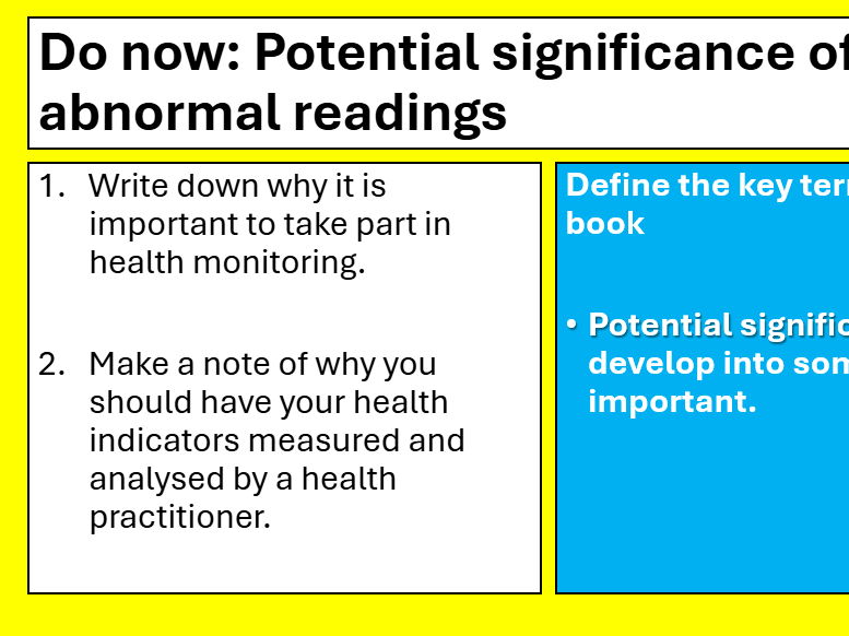 BTEC TECH AWARD Component 3 Health and Wellbeing Health & Social Care LOB LESSON6
