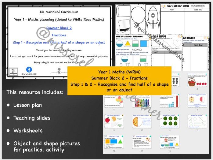 Half of a shape or an object - Year 1 WRM Summer Blk 2 - Fractions Step 1 & 2